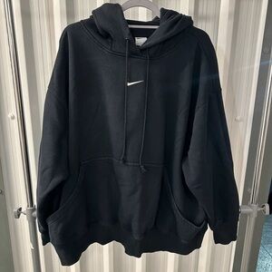 Nike Men's Black Hoodie with White Logo